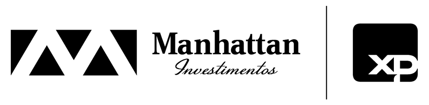 Logo da Manhattan Investimentos com ícones geométricos e texto.
